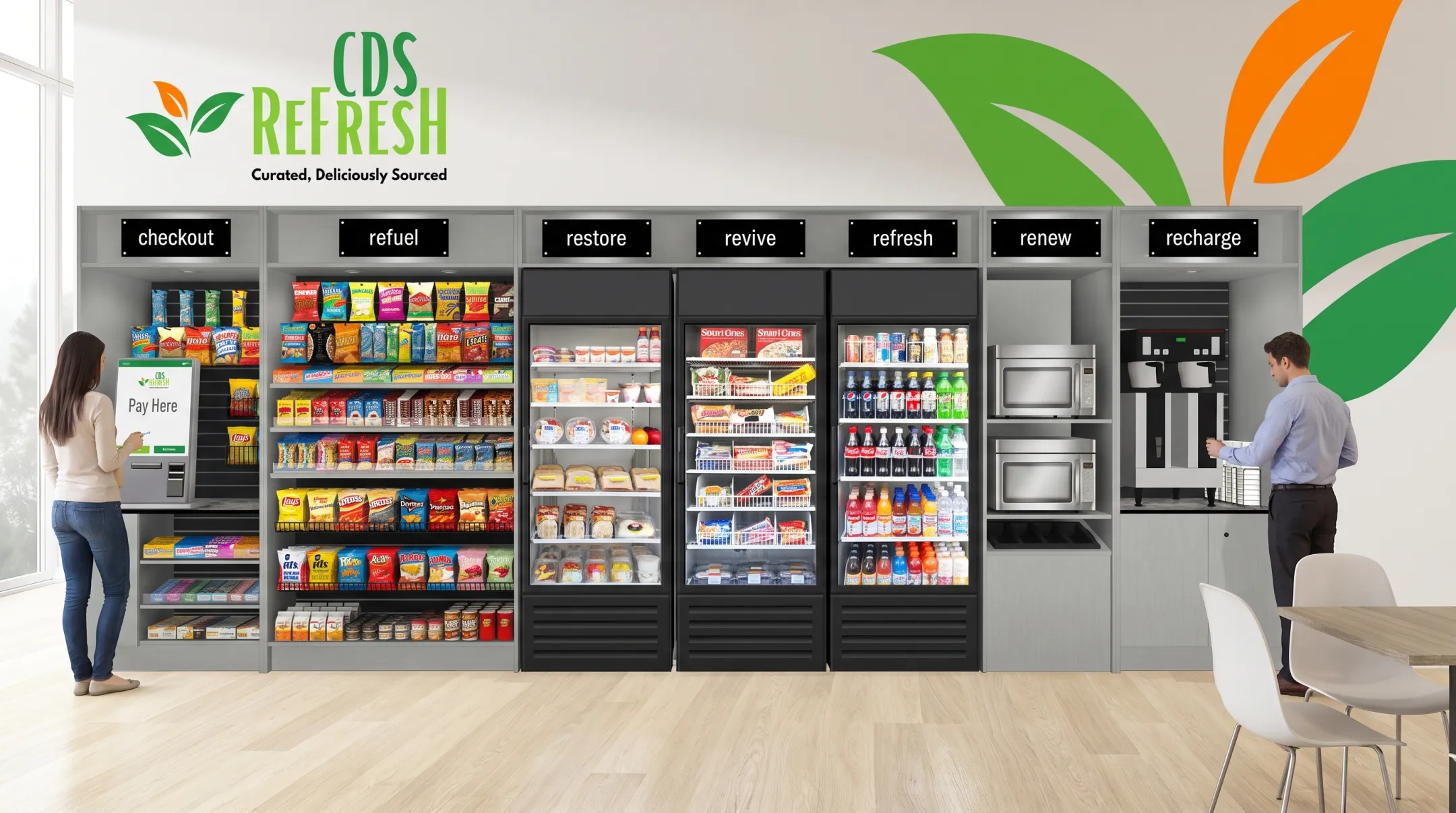 AI-enabled smart cooler and micro-market in modern workplace breakroom