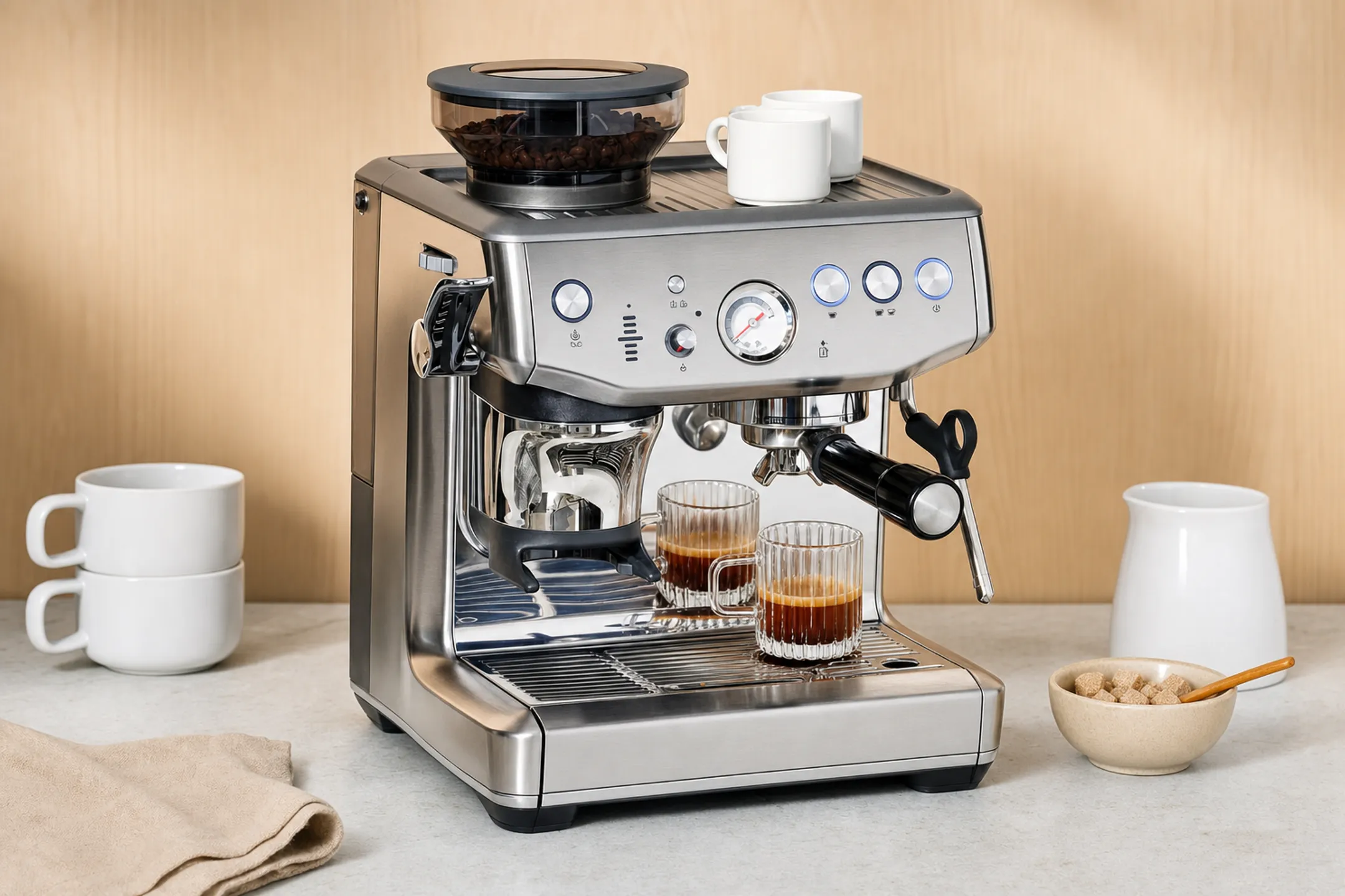 Breville Barista Express Impress espresso machine with built-in grinder