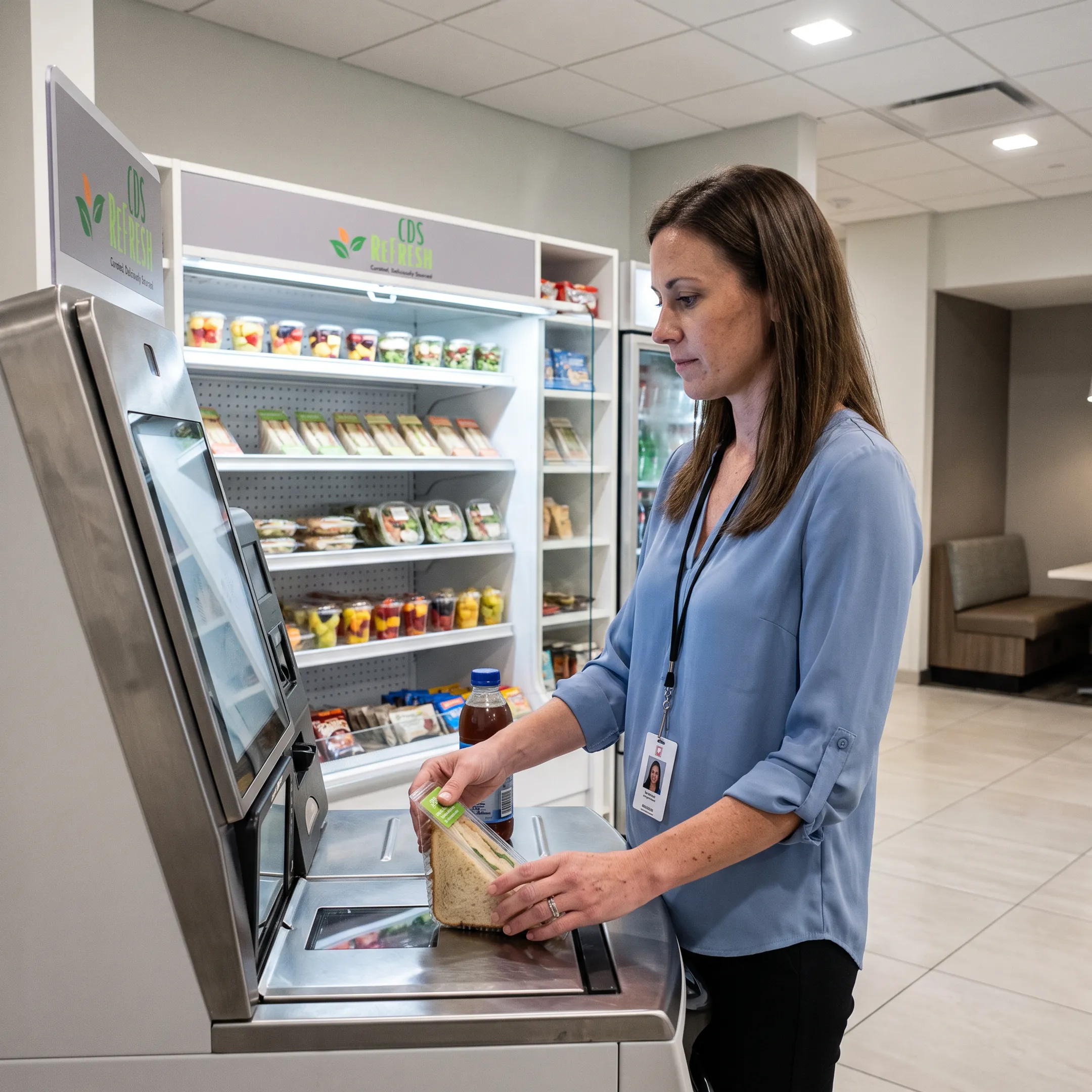 Employee using a self-checkout kiosk