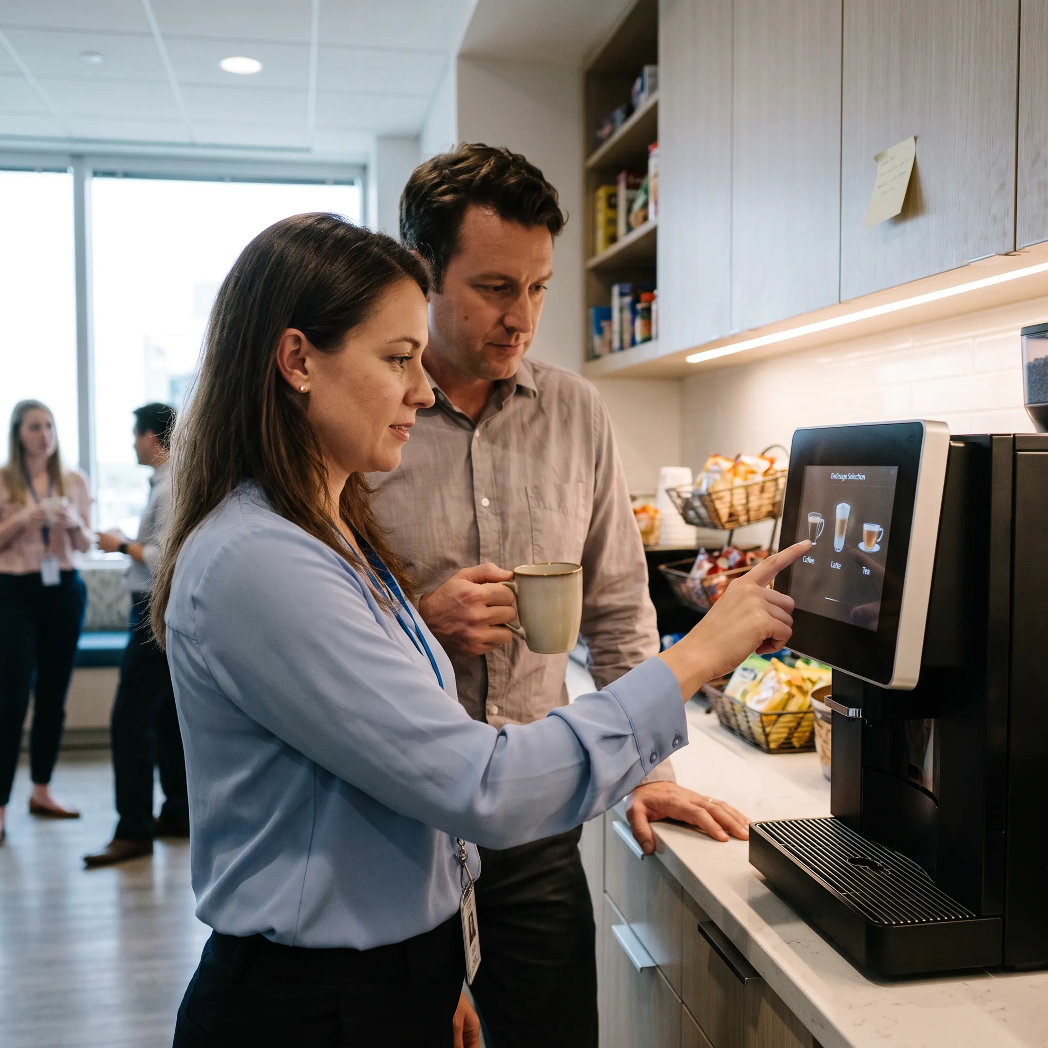 Office coffee machine in corporate break room