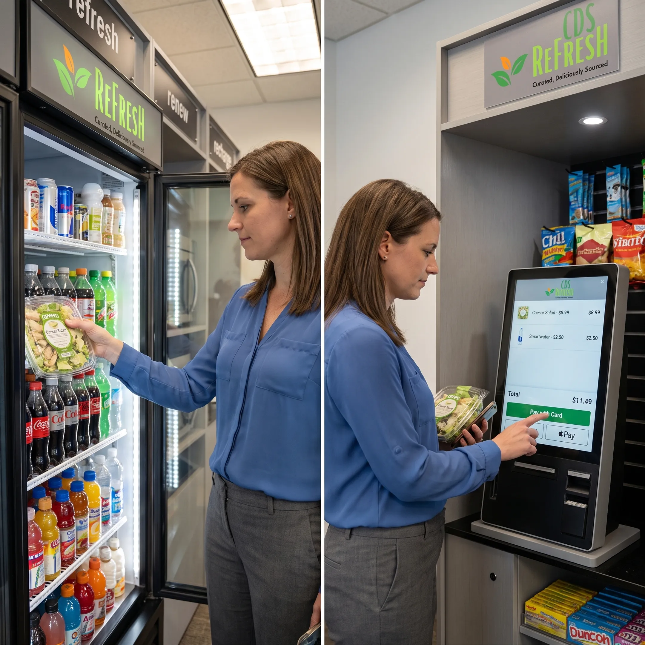 Employee using micro market self-checkout