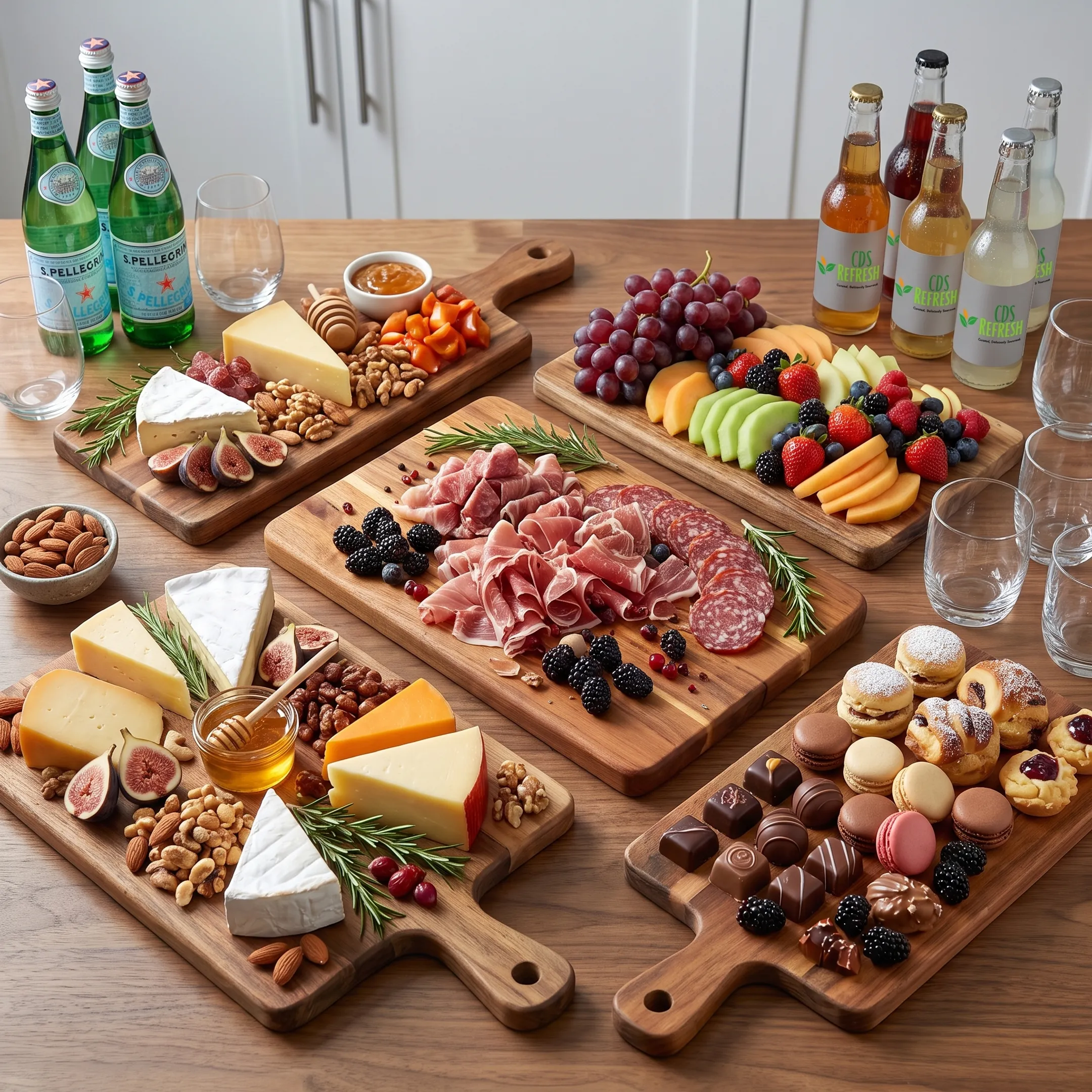 Professionally arranged food boards for a business event