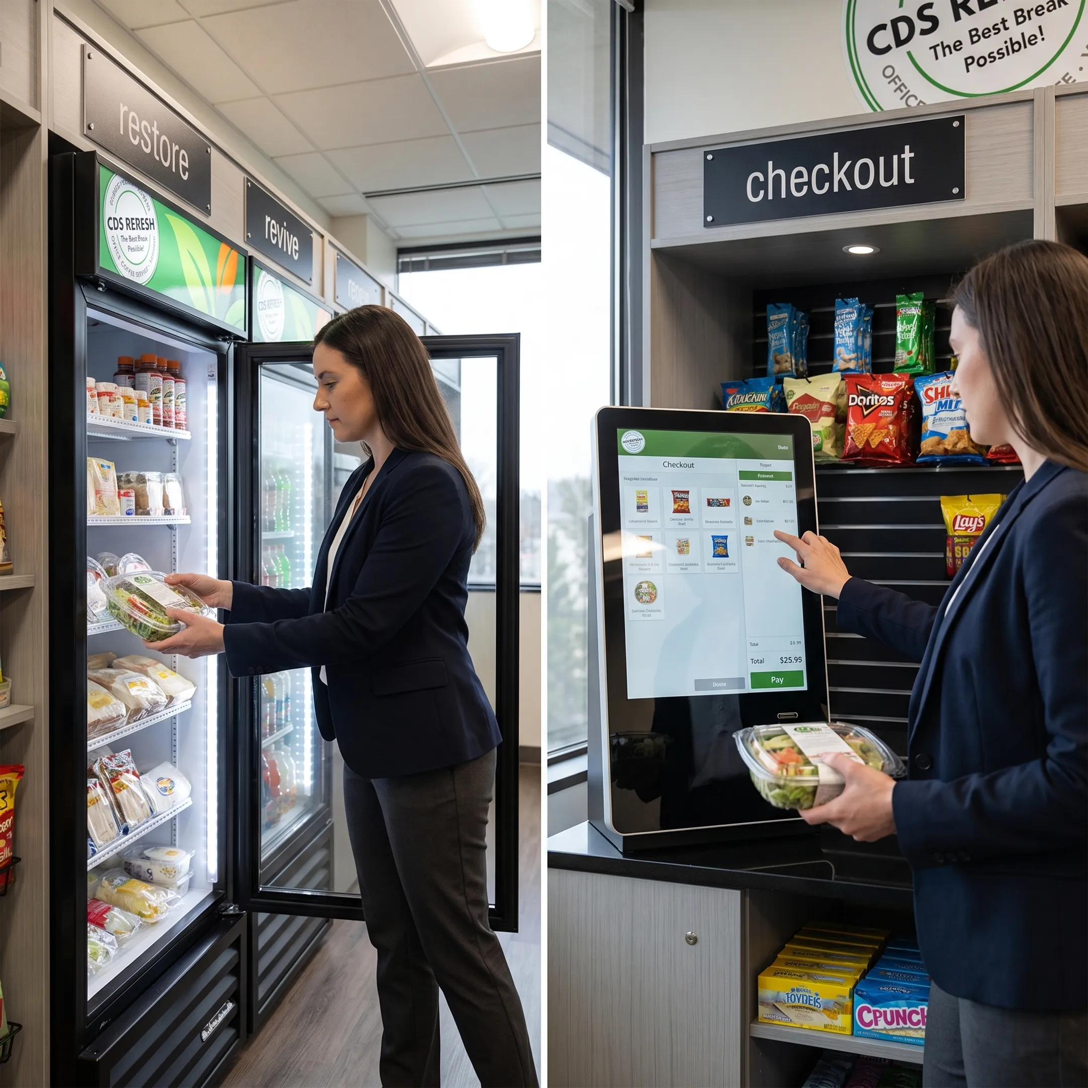 Employee using a self-checkout kiosk