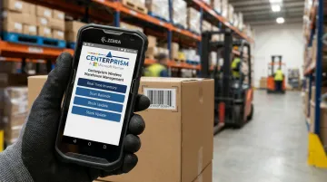 Wireless warehouse management app showing real-time inventory tracking on smartphone
