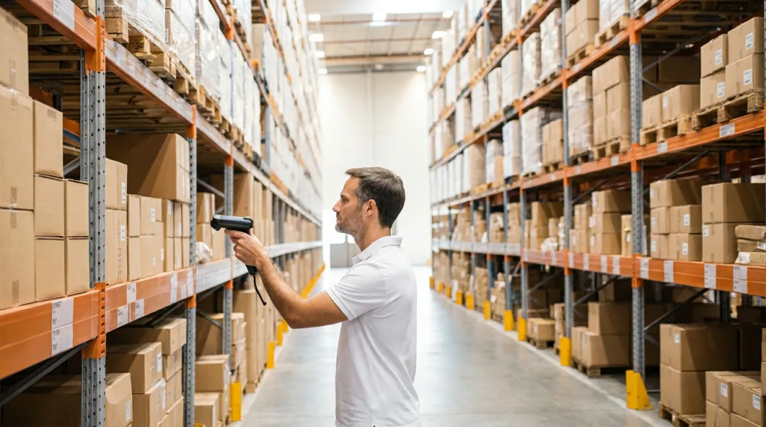 Modern distribution warehouse showing real-time inventory tracking across multiple locations