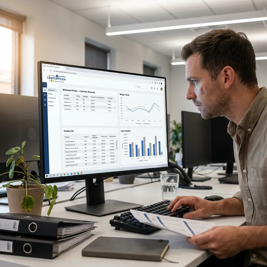 Wholesale pricing dashboard on computer