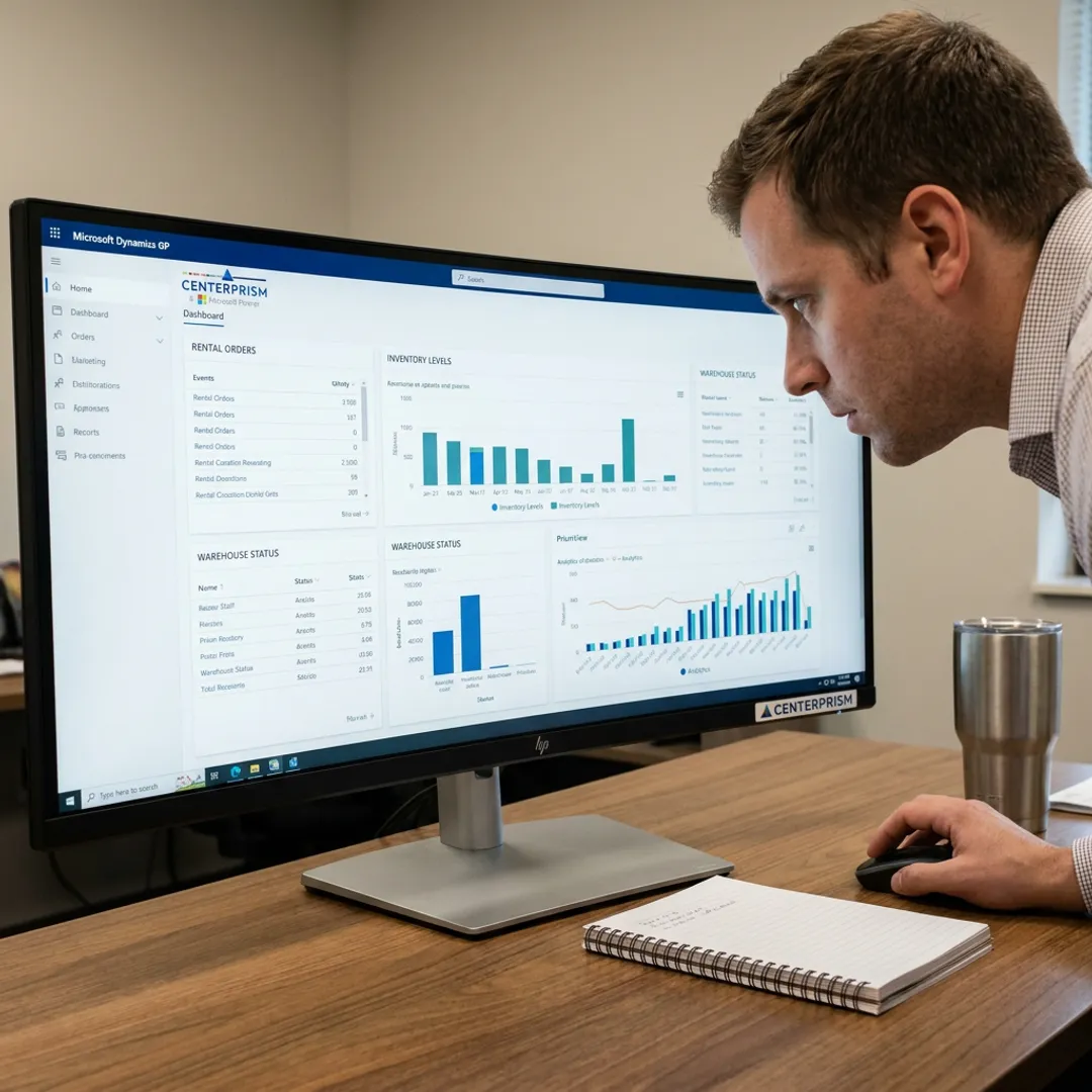 ERP dashboard for rental inventory management