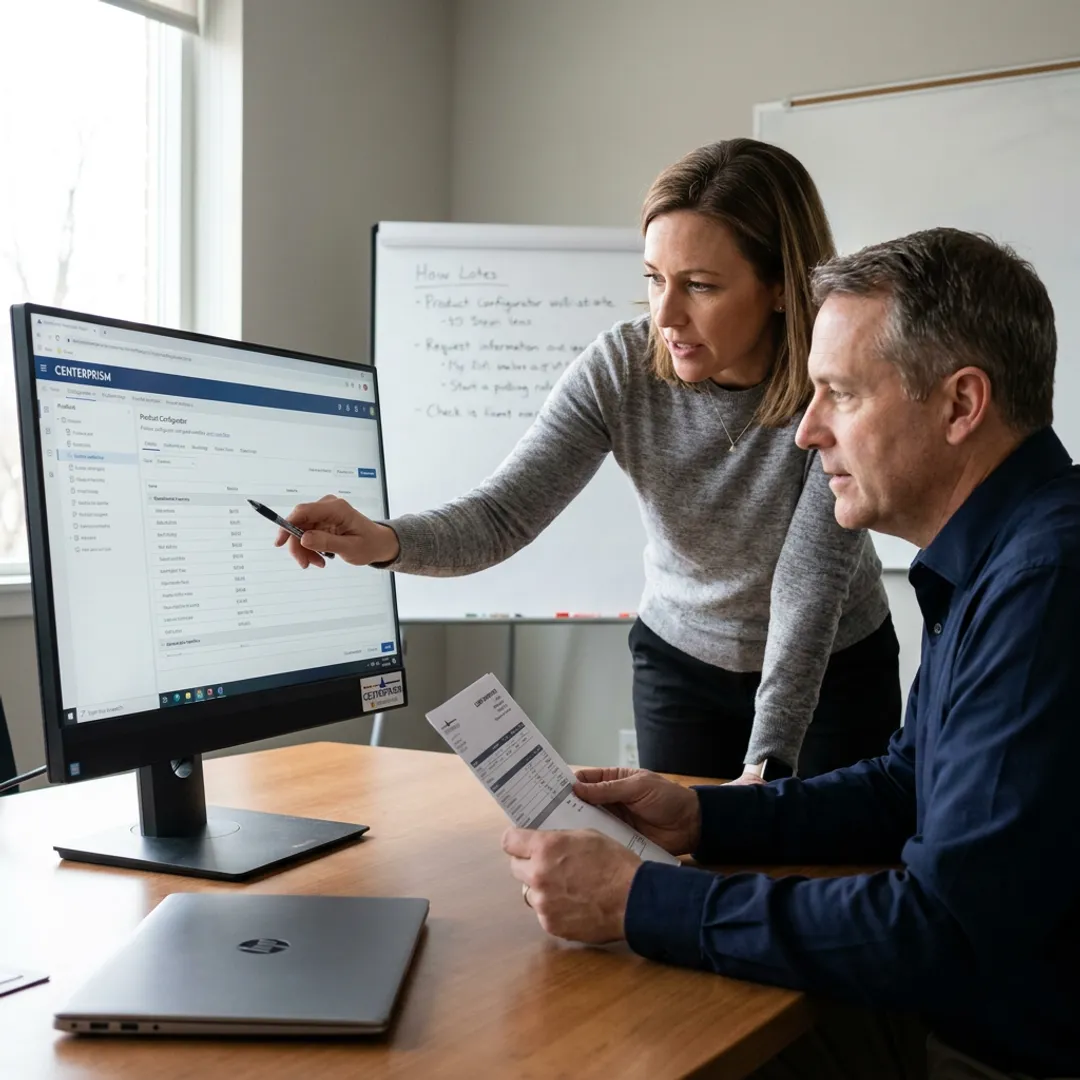Sales team reviewing ERP quoting workflow