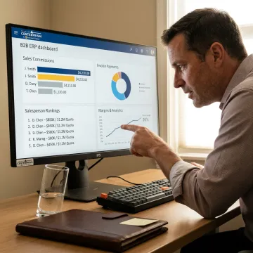 Commission dashboard on business software screen