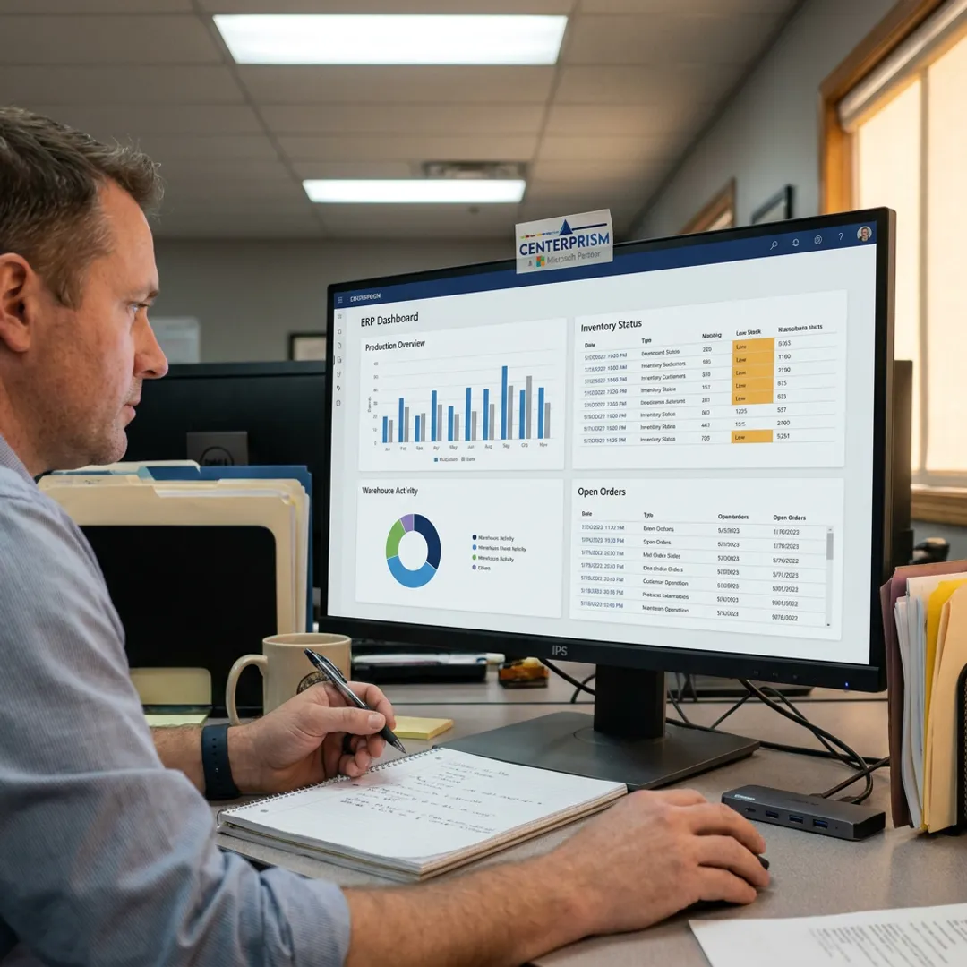 ERP dashboard for shop floor operations