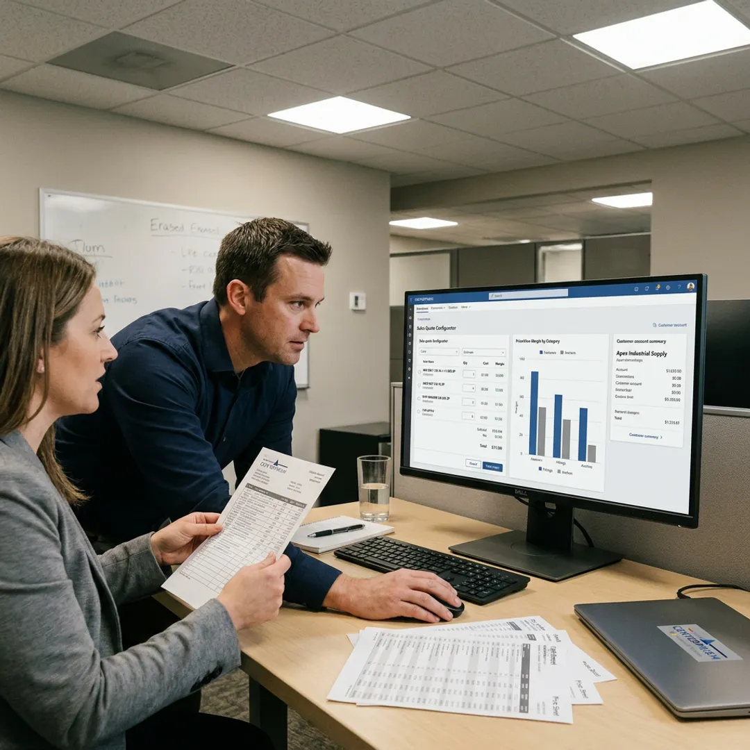 Sales team using ERP quote automation