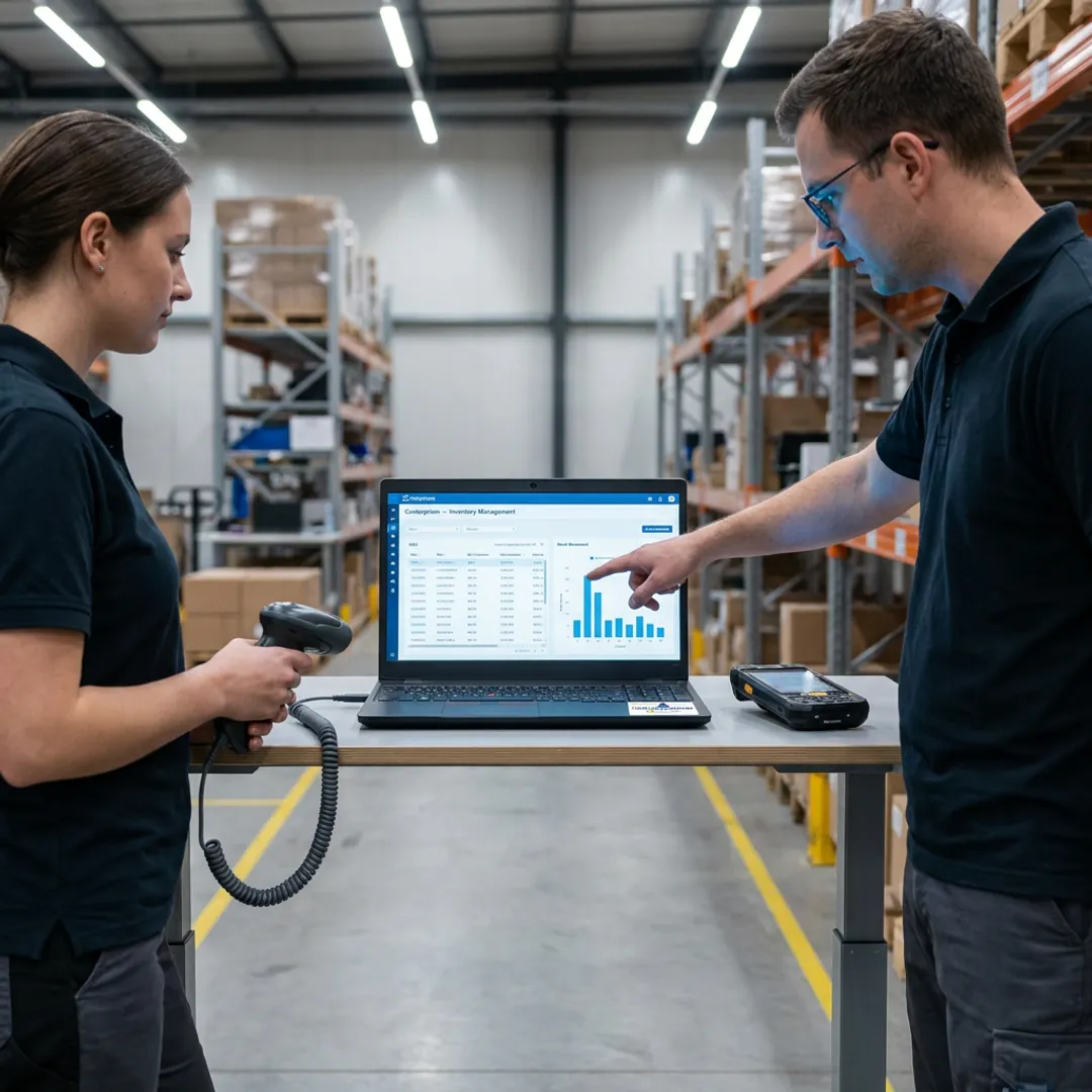 Warehouse team implementing barcode scanning workflows