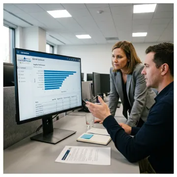 Distribution team reviewing supplier analytics dashboard