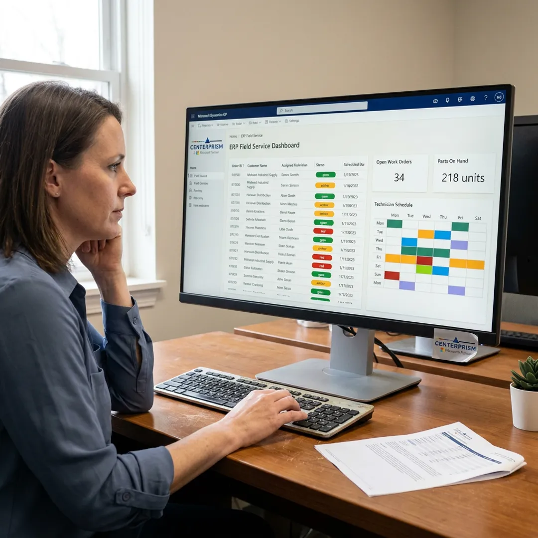 ERP field service workflow dashboard