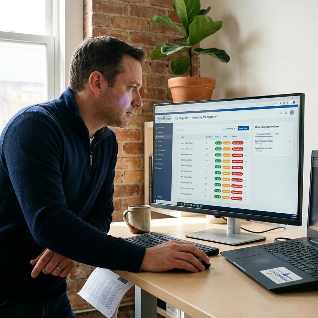 ERP inventory dashboard for cabinet manufacturing materials