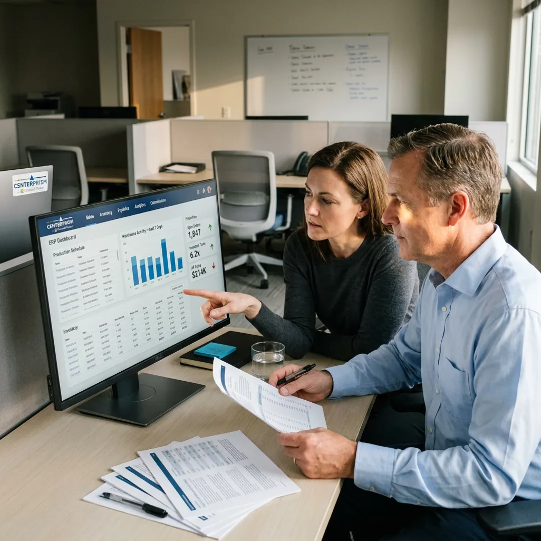 Manufacturing ERP dashboard and production workflow