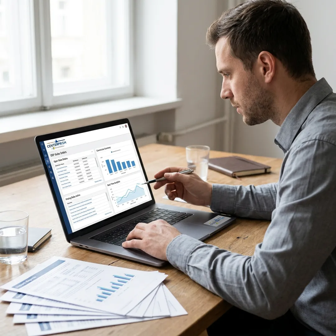 Sales order dashboard on laptop