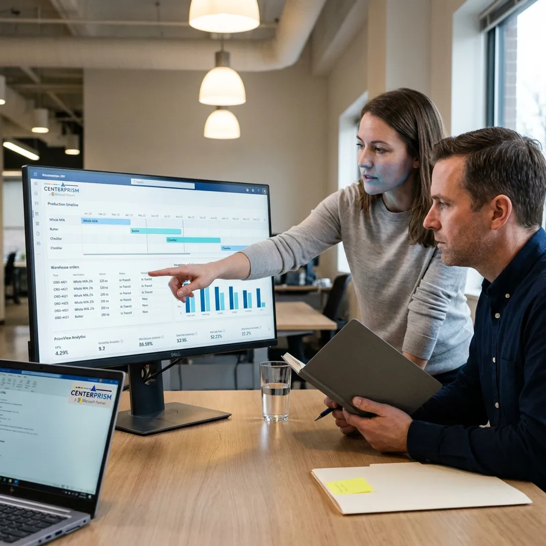 ERP dashboard for dairy production planning