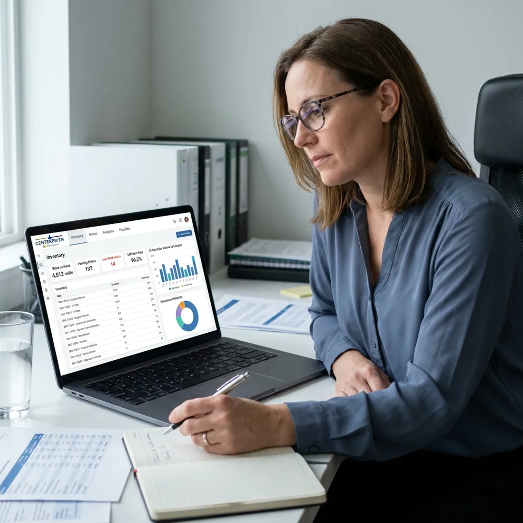 Healthcare inventory dashboard on laptop