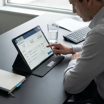 Tablet showing ERP mobile ordering dashboard