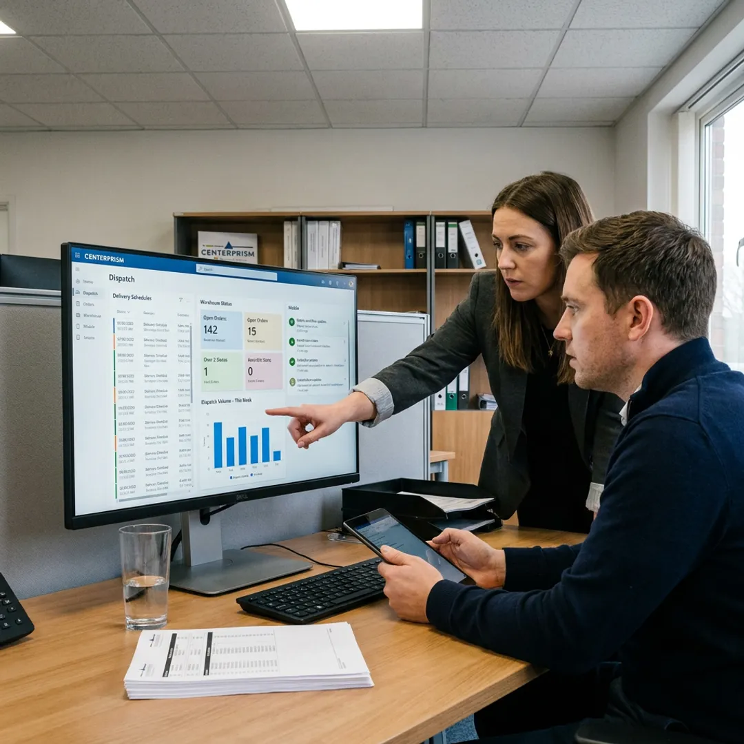 Team reviewing delivery dispatch software workflow