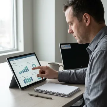 Mobile ERP software dashboard on tablet