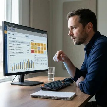 ERP dashboard showing POS and inventory data