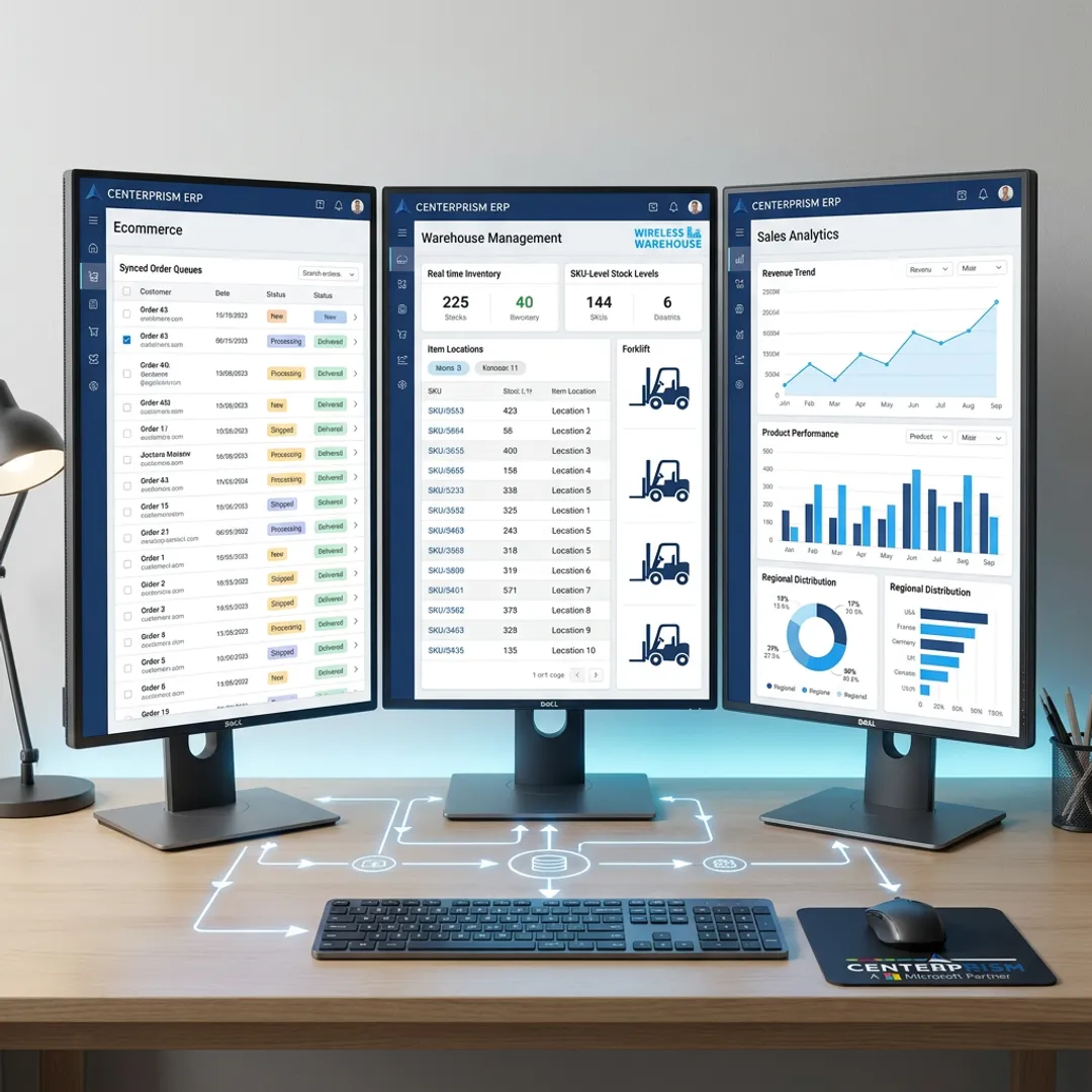 ERP dashboard showing synchronized order data
