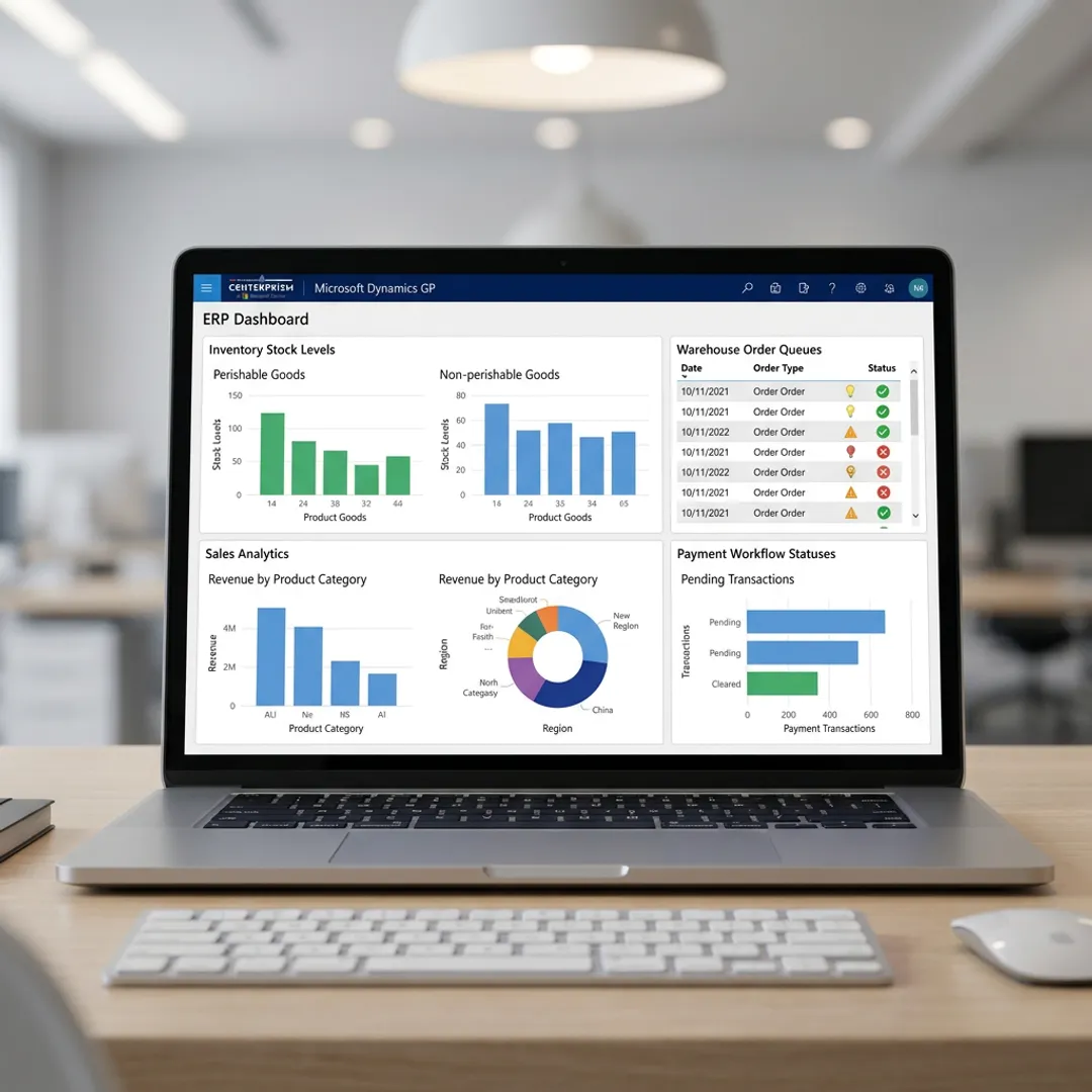 ERP dashboard for food distribution operations
