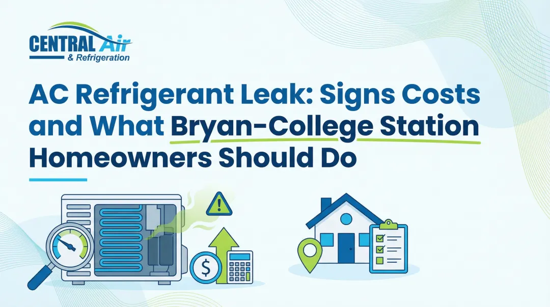 Cover image for AC Refrigerant Leak: Signs Costs and What Bryan-College Station Homeowners Should Do