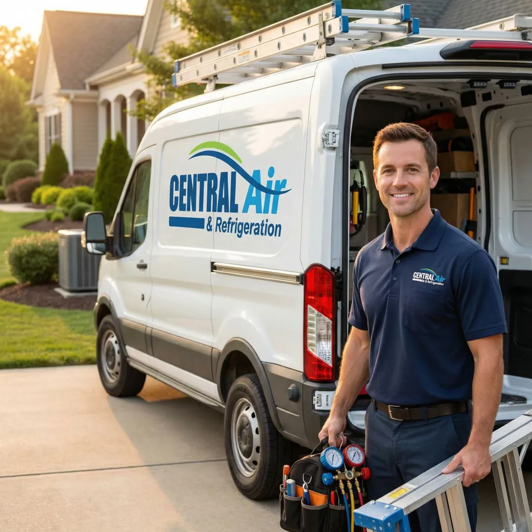 HVAC service van arriving for emergency air conditioning repair