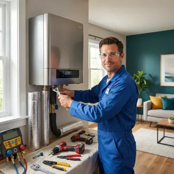 Modern HVAC system installation in Bryan home with energy-efficient equipment