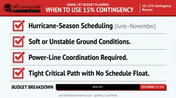 Crane service budget contingency factors checklist for Florida hurricane season projects