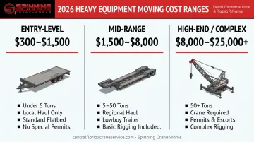 Three-tier heavy equipment moving cost ranges comparison infographic 2026
