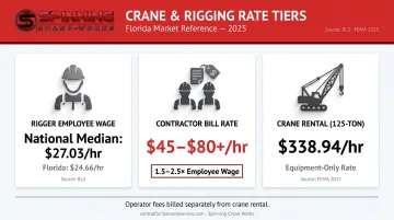 2026 rigging labor and crane rental hourly rate breakdown infographic