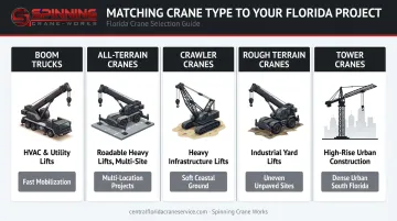 Five Florida crane types matched to construction use cases and site conditions