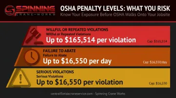 OSHA crane penalty structure three violation tiers with maximum fines per violation