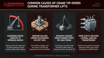 Four common crane tip-over causes during transformer lifts with prevention measures