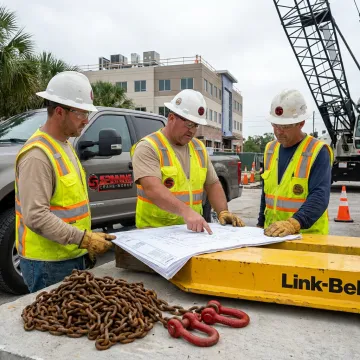 Rigging crew planning a crane lift