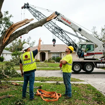 Crane operator planning safe tree removal