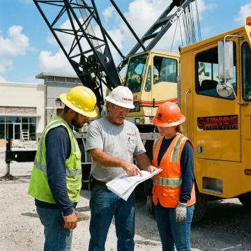 Rigging crew planning a crane lift