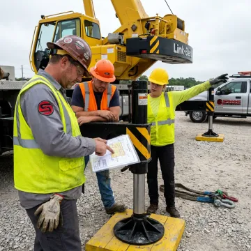 Crane operator and rigging crew planning a safe lift