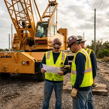 Crane operator planning a utility lift