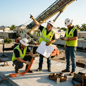 Rigging crew preparing a crane lift