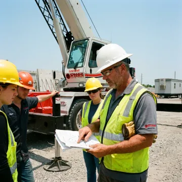 Rigging crew planning an industrial crane lift