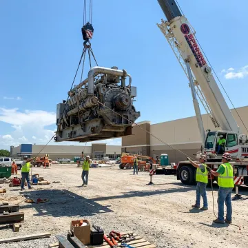 Commercial crane lifting heavy machinery in Florida