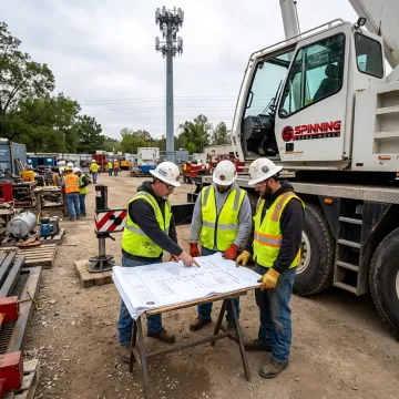 Crane crew planning an industrial heavy lift