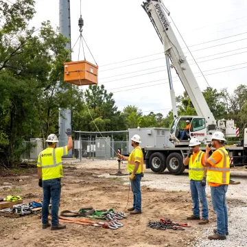Crane operator coordinating a safe lift