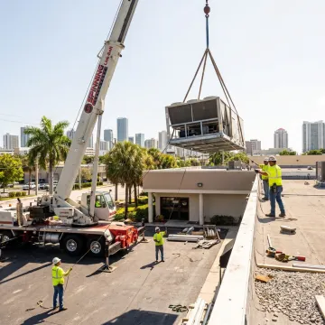 Mobile crane performing a heavy lift in Miami
