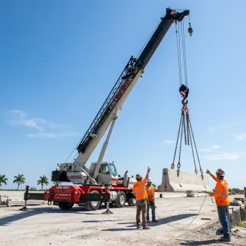 Link-Belt crane lifting equipment on a Florida job site